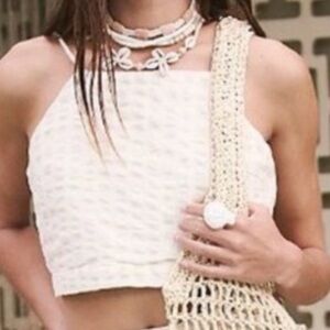 Free People Medium Top Tulip Crop Top in Ivory 100% cotton backless adjustable